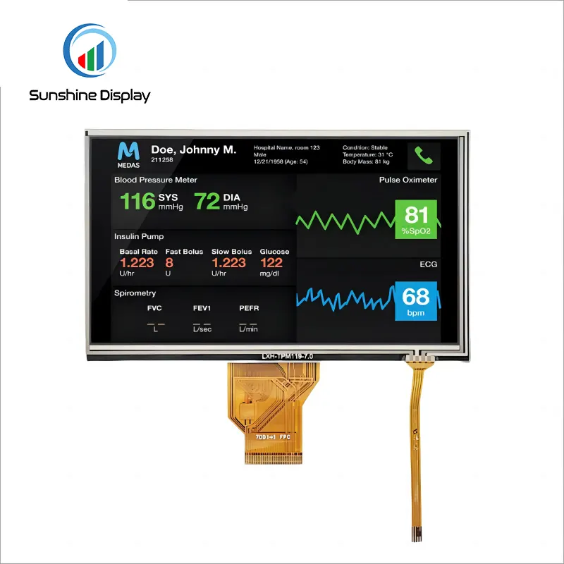 SDT070SWHN-03P Factory Cost 7inch TFT LCD Display  800X480 50PIN with Resistive Touch Screen Standard TFT LCD Module Similar Product LCD module